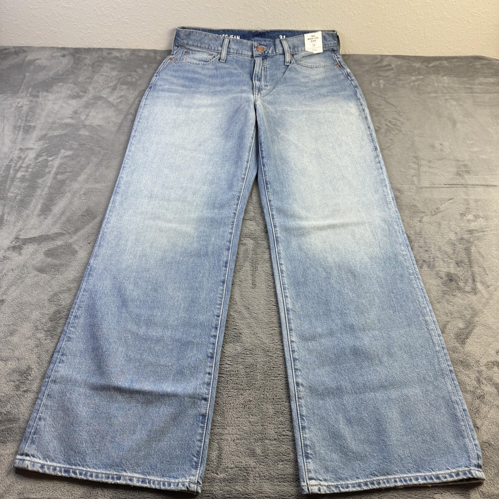 J.Crew Jeans Womens 31 Light Wash Blue 90s Wide-Leg Denim Zip‎ Fly Baggy NEW